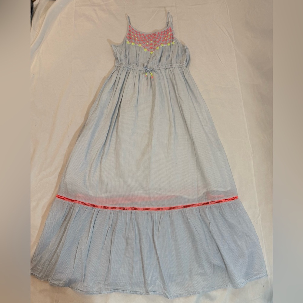 Cat & Jack Light Blue Maxi Dress with Pink and Yellow Accents